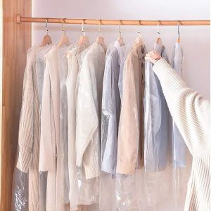 2/5/10Pcs Transparent Plastic Clothes Dust Cover Waterproof Dustproof Coat Jacket Shirt Storage Bag Household Cleaning Shop Clothes Organizer 50X75cm