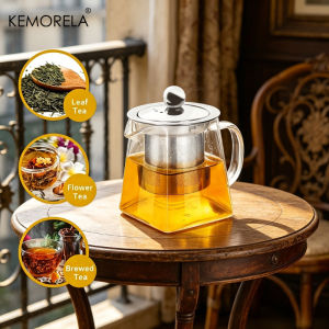 1PCS Glass Teapot Large-Capacity with Stainless Steel Strainer Thickened High-temperature Resistant Teapot for Loose Tea Leaves