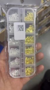 12Grid Sea Seires Nail Charm Shell Starfish Seahorse Metal Rivet 3D Bow/Butterfly/Heart/Floral DIY Rhinestone Nail Decoration