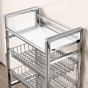 Stainless Steel Kitchen Storage Rack Microwave Stand Floor-Mounted Multi-Layer Organizer Modern Simple Design Rectangular Shape