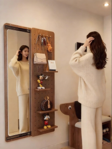 BEIQIVI | Integrated Hole Board Full Body Mirror Wall Hanging Entryway Styling Wall Hidden Folding Shoe Bench Storage Shelf