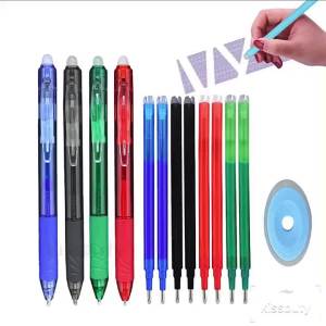 Bộ Bút Gel 8 Màu 0.7mm Có Thể Thu Vào Bút Xóa Được Có Nút Bấm Dùng Cho Văn Phòng Và Trường Học