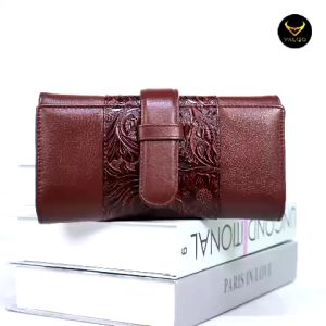 Dompet Kulit Wanita Kombinasi Batik Dompet Kulit Panjang Wanita Cewek Perempuan ALEA Dari Kulit Sapi Premium