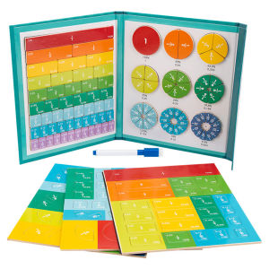 จัดส่งฟรี! เซตหนังสือเศษไม้ของเล่นเรียนรู้คณิตศาสตร์เศษส่วนแม่เหล็กสำหรับเด็กของเล่นเพื่อการศึกษาการเรียนรู้เลขคณิตสำหรับเด็ก