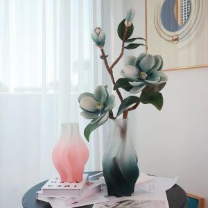 Luxurious Frosted Glass Flower Vase Rose Lilies Fresh Flowers Decoration Home Decor Hotel Living Room Desktop Bedroom Wedding
