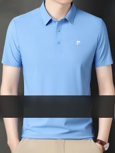 Áo Thun Nam Pierre Cardin Mùa Hè Tay Ngắn Bằng Lụa Tơ Tằm Cổ Polo Không Đường May Không Cần Ủi Rộng Rãi Thoáng Khí
