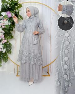 KODE JNH - Gamis Nauma Tile Sapto Kombinasi Tile Dotty / Dress Kondangan Mewah Elegant / Gamis Modern Terbaru