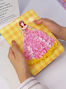 DIY Princess Poke Art Painting Toy Set Creative Fabric Craft Kids Quiet Book Educational Birthday Gift