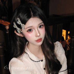Cute Butterfly Knot Rhinestone Hair Clip Korean Style College Girl Fringe Hair Clamp Side Diamond Edge Hair Accessories