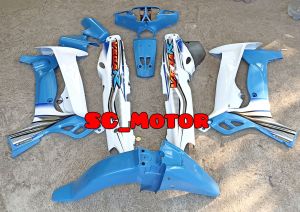 Cover Body Fullset Halus Yamaha Vega R Lama Putih Biru Muda