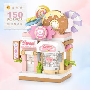 NEW Travel Pumpkin Cart Halloween House Store Street View Shop House Building Blocks Kit Girls Bricks Model Kids Toy Children