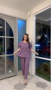 Setelan Celana Panjang Andrea Crinkle Airflow Tali Belakang Busui Lengan Susun Tali Belakang Claressa Collection