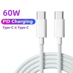 PD 60W USB-C to USB C Fast Charger Cable Multi Color Weaving Data Cable Fast Charging Type C to Type-C Adapter Cord 1M 1.5M 2M