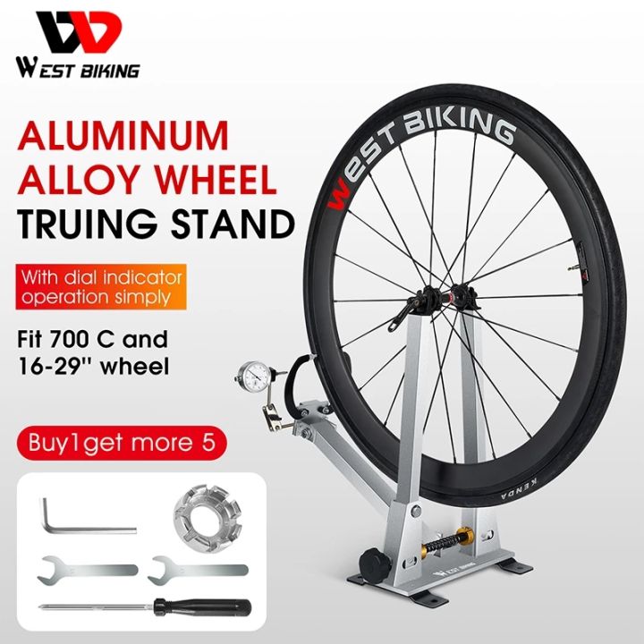 WEST BIKING Bicycle Wheel Truing Stand With Dial Indicator Gauge