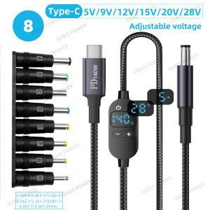 Cáp Chuyển Đổi Nguồn USB C Sang DC 140W Điện Áp Điều Chỉnh 5V-28V Đầu Nối Type C Dây Kết Nối Cho Laptop Router - Dài 1.5m