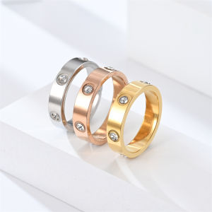 Trendy Stainless Steel Gold/Silver/Rose Gold Color Ring For Women Men Couple CZ Crystal Rings Luxury Jewelry Wedding Rings Gift