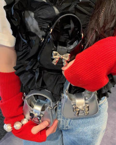 Túi Đeo Vai Mini Mới 2025 Túi Đựng Son Môi Và Tai Nghe Có Nút Kim Loại Hình Bướm Túi Đeo Chéo Bằng Da PU Mềm Màu Tương Phản Cho Nữ