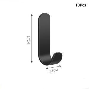 [L] 10Pcs Heavy Duty Adhesive Hooks No Drill Wall Hooks For Bathroom Kitchen Bedroom Towel Coat Hat Bag Hanging Organizer