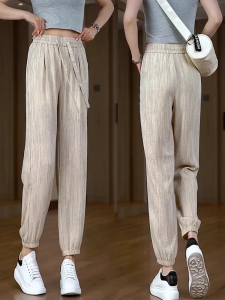 High Waist Wide Leg Ice Silk Tie Dye Lantern Pants Womens Summer Thin Small Size Nine Point Casual Trousers Harlan Style