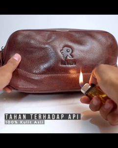 Tas Kantong Kulit Pouch Bag Pria Kulit Sapi Tahan Air Penyimpanan Luas Awet Unik Anti Mainstream