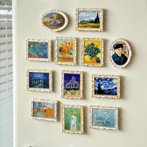Cute Day European Style Mini Photo Frame Fridge Magnet World Famous Painting Decorative Artistic Van Gogh Oil Painting Decoration