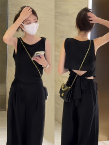 Áo Ba Lỗ Không Tay Khoét Lưng Hở Lưng Thiết Kế Quấn Eo Mùa Hè Mới Cho Nữ Áo Sơ Mi Mỏng