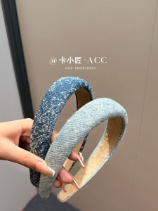 2024 New Denim Sponge Rhinestone Hairband Luxury Personality Super Shiny Face Washing Hairband for Women Fresh out Style