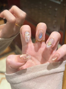 Athena Autumn New Vintage Baroque Cat Eye Nail Art Gold Leaf Relief Handmade Wearable Nail False Nails Nail Tips Nail Art