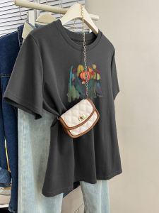 Chic Korean Style Womens Short Sleeve T-Shirt Pure Cotton Slim Fit Summer Versatile Fashionable round Neck Body Shirt