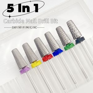 New 5 in 1 Tungsten Steel Nail Milling Bits 2.35mm Shank Multi-Functional Carbide for Long-Term Gel Removal Nail Art Tool File