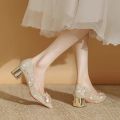 Crystalline Bridal Shoes with Chunky Heel for Women Elegant Fashionable Wedding Shoes Suitable for Engagement And Daily Wear Comfortable to Walk in. 