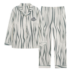 MiiOW | ชุดนอนผู้หญิงผ้าฝ้ายแท้แขนยาว กางเกงขายาว ชุดคาร์ดิแกน ลำลอง ใส่อยู่บ้าน สามารถสวมใส่กลางแจ้งได้ ฤดูใบไม้ผลิและฤดูใบไม้ร่วง