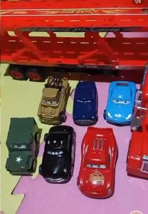 Kids Lightning McQueen Cars Toys Truck With 6 Small Character Cars Kids Birthday Gift Boys Toy Set