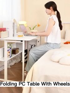 JSF Folding Table Computer Table Multifunctional Portable With Wheels 80/100/120CM