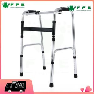 【Fast delivery】Black Adult Walker Multi-functional foldable stainless steel Walking Aid Crutches Canes Toilet Armrest for Elderly and Disabled Adult Cane Stick Lower Limb Training Walker Adjustable Foldable with wheels