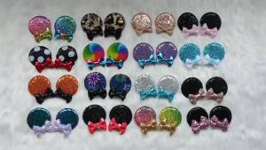 Glitter 2.8"Mouse Ears Hair Clips For Children Girls Glitter Bow Hairpins Girls Festival 2026 Party DIY Hair Accessories