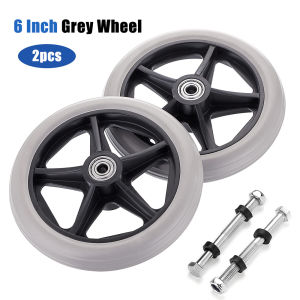 2/4pcs 6 Inch Rubber Wheelchair Replacement Front Wheels Anti-Slip Rollator Walker Replacement Wheels Accessories with Screw Rod