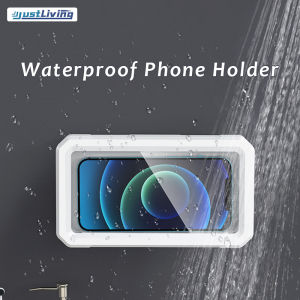 JustLiving ที่วางโทรศัพท์ฝักบัวหมูนได้กันน้ำได้ตัวยึดที่ยึดที่เอาไว้ ช่วยถือ โทรศัพท์มือถือ ติดผนัง โทรศัพท์สำหรับกระจก อ่างอาบน้ำ ห้องครัว ห้องน้ำ