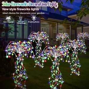 Solar Firecracker Flower Ground Stake Light Garden Courtyard Decoration Landscape Atmosphere Waterproof Outdoor Lawn Light