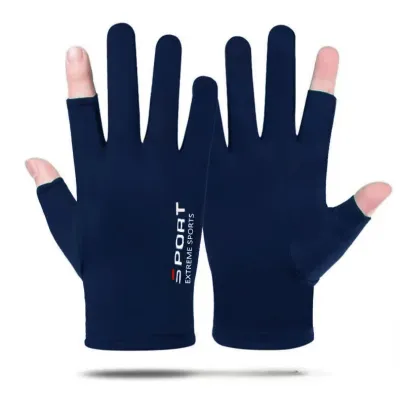 Ice Silk Non-Slip Breathable Fishing Gloves Half Finger Driving Cycling Quick Dry Gloves for Fitness Riding And Sun Protection