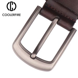 Men Top Full Grain 100% Cowhide Genuine Leather Belt With High Quality Zinc Alloy Buckle Bekts For Men TN001
