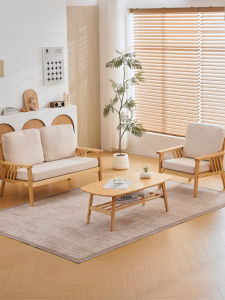 Versatile Winter Summer Solid Wood Sofa Japanese Style Small Living Room Balcony Leisure Lazy Chair Bedroom Small Sofa