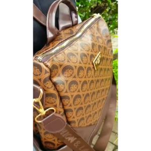 HANAMI Tas Ransel TA1061B7 Kulit Harada Coklat Cantik Backpack Mewah Premium Sekolah Kerja Kuliah