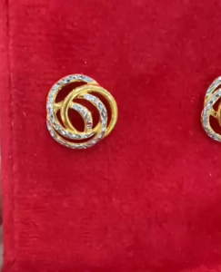 Poh Heng Jewellery 22K Dazzle Rose Earrings in Yellow White Gold [Price By Weight]