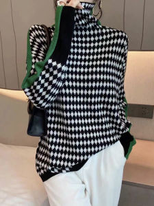 Autumn Winter Fashion Womens Knit Turtleneck Pullover Loose Warm Sweater Elegant Long Sleeve Tops Casual Retro Female Clothing