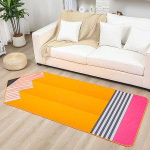 VIKAMA Creative Pencil-Print Rug: Stain-Resistant and Durable for Living Room Sofas Bedroom and Walk-In Closets—Home Decor