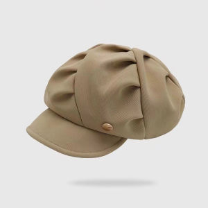 Cloud Pattern Womens Folded Face Covering Octagonal Hat Casual Travel Beret Short Brim Korean Style Plain Face Hat