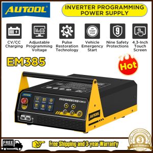 AUTOOL Car Power Inverter Programming Power Supply & Charger & Starter 400A Auto Battery Repair Real-time Car Egulator Vehicle Tool 110V 220V Portable Power Supply Jump Starter Power Bank 3 in 1 InVerter Programming Battery Charger EM385