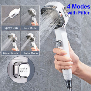 House Life Shower Head Water Saving Spray 4 Mode Adjustable High Pressure Shower One-key Stop Water Massage Eco Shower Bathroom Accessories