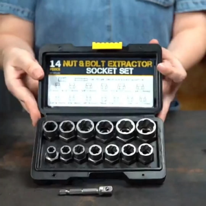 14pcs Bolt Nuts Extractor Socket Set /  Pembuka Nut Patah Loose Broken Nut Remover
